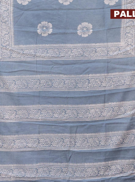 Bhagalpuri saree grey with floral butta prints and zari woven border - {{ collection.title }} by Prashanti Sarees