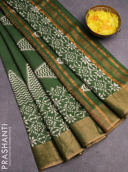 Bhagalpuri saree green with butta prints and zari woven border - {{ collection.title }} by Prashanti Sarees