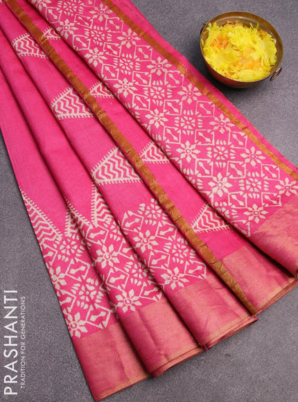 Bhagalpuri saree pink with butta prints and zari woven border - {{ collection.title }} by Prashanti Sarees