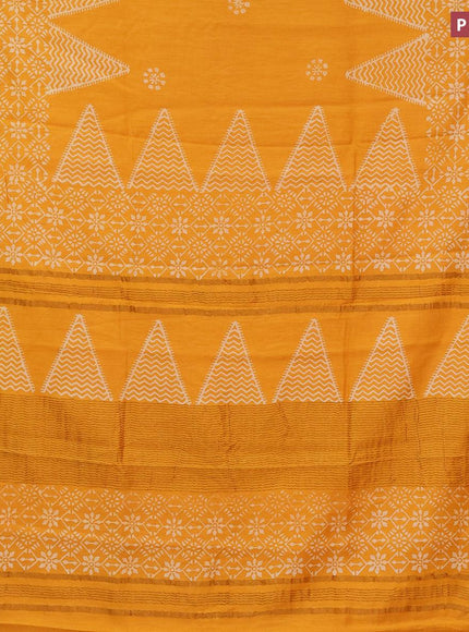 Bhagalpuri saree yellow with butta prints and zari woven border - {{ collection.title }} by Prashanti Sarees