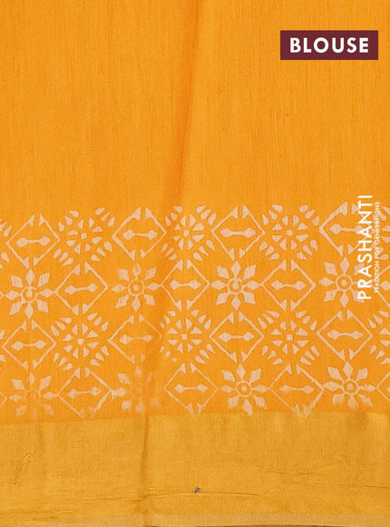 Bhagalpuri saree yellow with butta prints and zari woven border - {{ collection.title }} by Prashanti Sarees