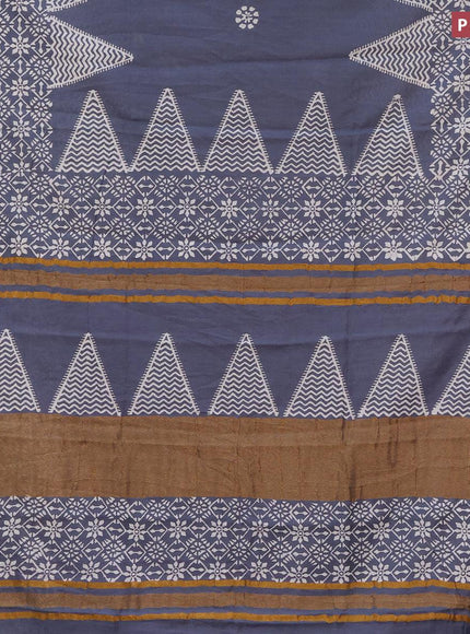 Bhagalpuri saree grey with butta prints and zari woven border - {{ collection.title }} by Prashanti Sarees