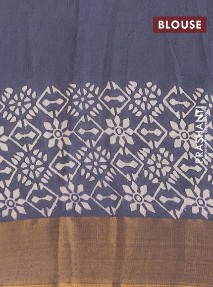 Bhagalpuri saree grey with butta prints and zari woven border - {{ collection.title }} by Prashanti Sarees