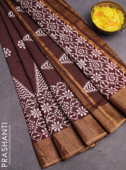 Bhagalpuri saree coffee brown with butta prints and zari woven border - {{ collection.title }} by Prashanti Sarees