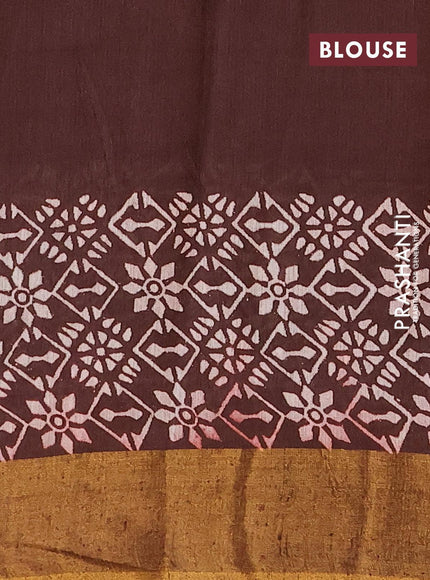 Bhagalpuri saree coffee brown with butta prints and zari woven border - {{ collection.title }} by Prashanti Sarees