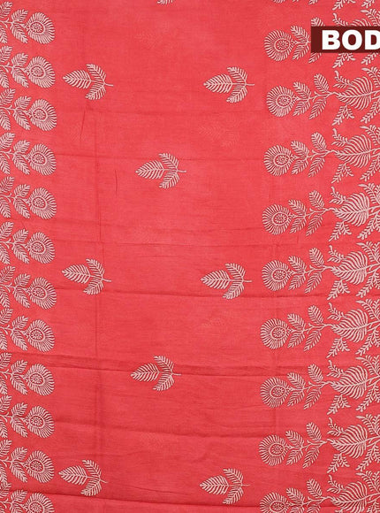 Bhagalpuri saree peach shade with leaf butta prints and zari woven border - {{ collection.title }} by Prashanti Sarees