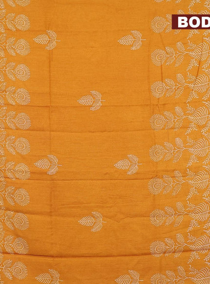 Bhagalpuri saree yellow with leaf butta prints and zari woven border - {{ collection.title }} by Prashanti Sarees