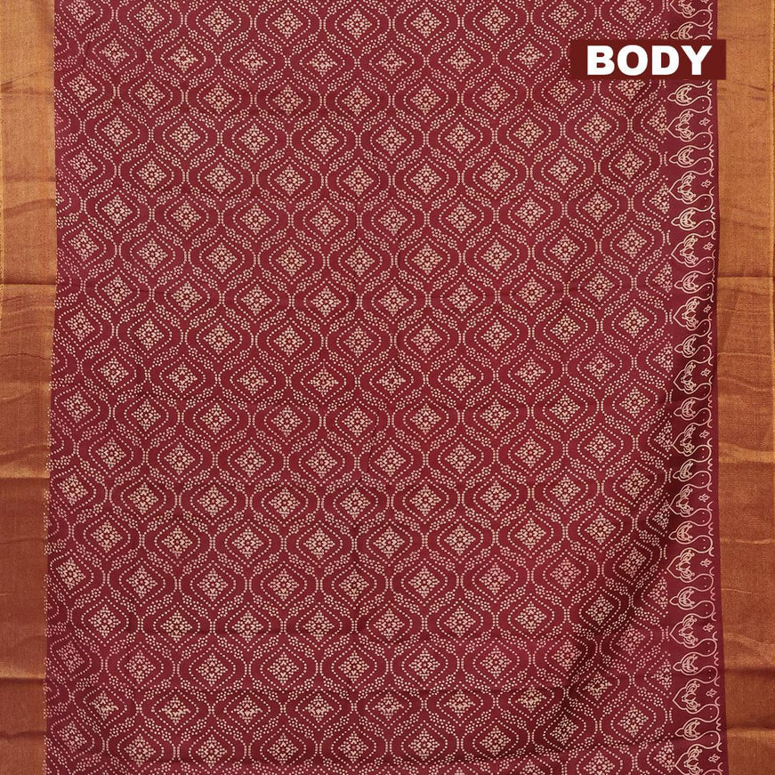 Bhagalpuri saree maroon with allover bandhani prints and zari woven border - {{ collection.title }} by Prashanti Sarees