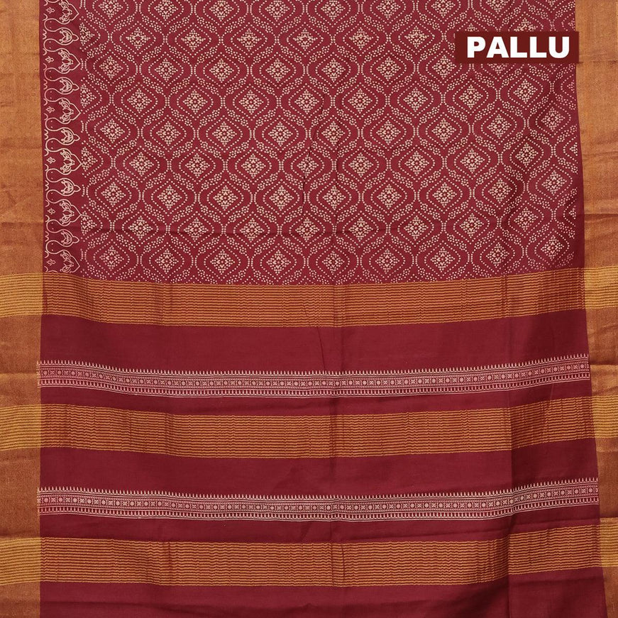 Bhagalpuri saree maroon with allover bandhani prints and zari woven border - {{ collection.title }} by Prashanti Sarees