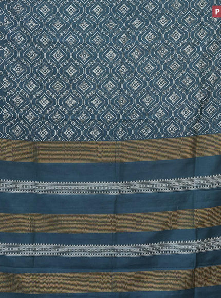 Bhagalpuri saree dark peacock green with allover bandhani prints and zari woven border - {{ collection.title }} by Prashanti Sarees