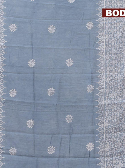 Bhagalpuri saree grey with butta prints and zari woven border - {{ collection.title }} by Prashanti Sarees