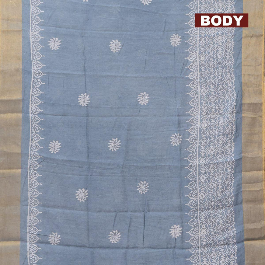 Bhagalpuri saree grey with butta prints and zari woven border - {{ collection.title }} by Prashanti Sarees