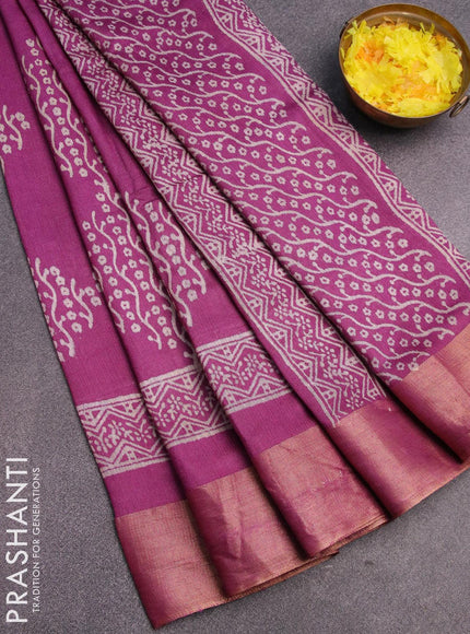 Bhagalpuri saree purple with butta prints and zari woven border - {{ collection.title }} by Prashanti Sarees