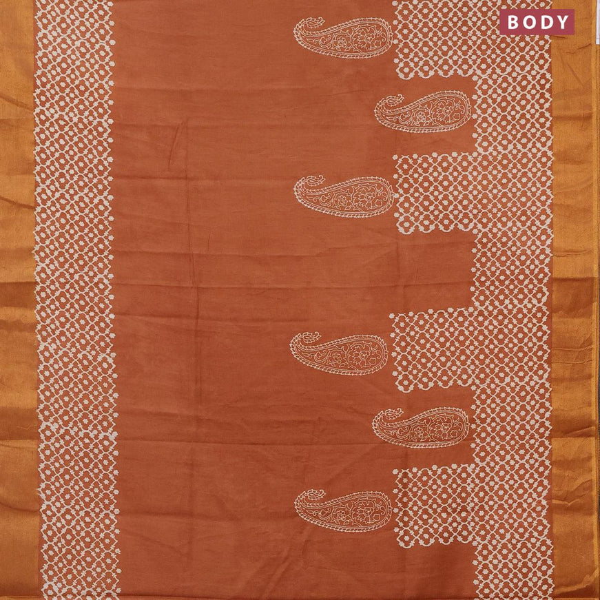 Bhagalpuri saree rust shade with paisley butta prints and zari woven border - {{ collection.title }} by Prashanti Sarees