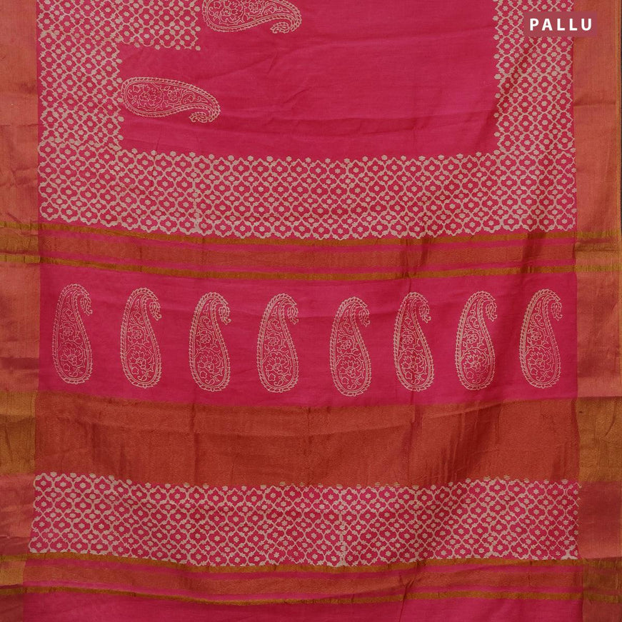 Bhagalpuri saree pink with paisley butta prints and zari woven border - {{ collection.title }} by Prashanti Sarees