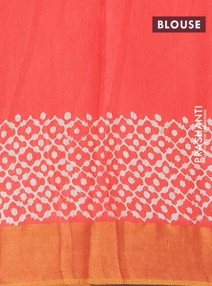 Bhagalpuri saree peach shade with paisley butta prints and zari woven border - {{ collection.title }} by Prashanti Sarees