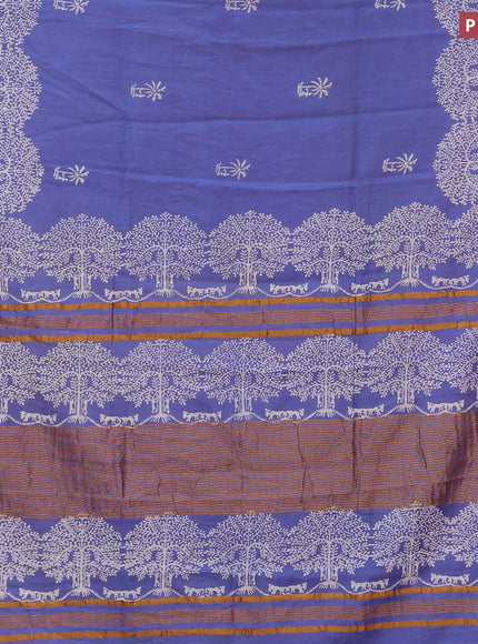 Bhagalpuri saree blue shade with butta prints and zari woven border - {{ collection.title }} by Prashanti Sarees