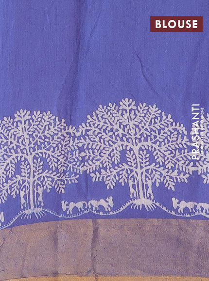 Bhagalpuri saree blue shade with butta prints and zari woven border - {{ collection.title }} by Prashanti Sarees