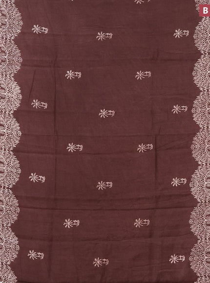 Bhagalpuri saree coffee brown with butta prints and zari woven border - {{ collection.title }} by Prashanti Sarees