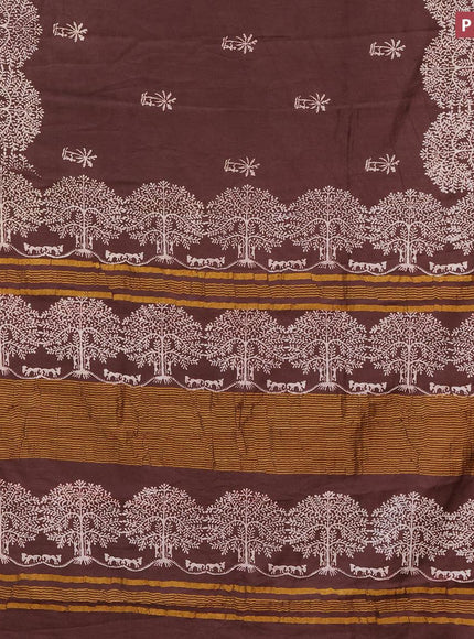 Bhagalpuri saree coffee brown with butta prints and zari woven border - {{ collection.title }} by Prashanti Sarees