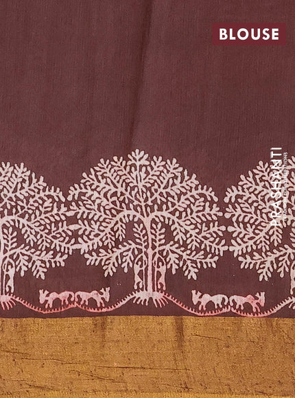 Bhagalpuri saree coffee brown with butta prints and zari woven border - {{ collection.title }} by Prashanti Sarees