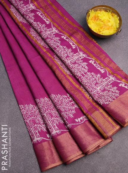 Bhagalpuri saree purple with butta prints and zari woven border - {{ collection.title }} by Prashanti Sarees