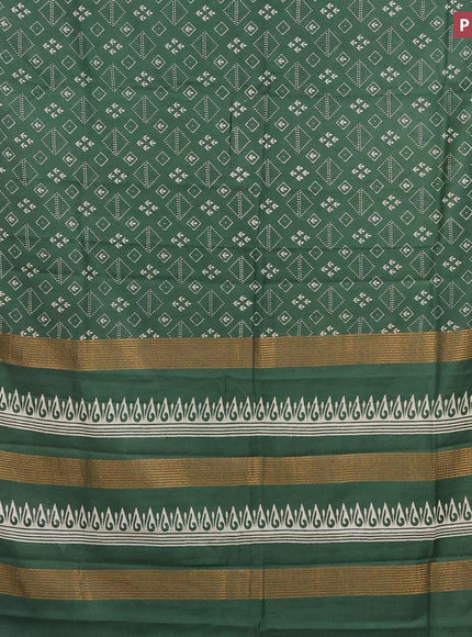 Bhagalpuri saree dark green with allover prints and zari woven border - {{ collection.title }} by Prashanti Sarees