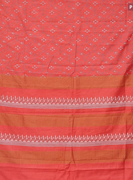 Bhagalpuri saree peach shade with allover prints and zari woven border - {{ collection.title }} by Prashanti Sarees