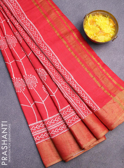 Bhagalpuri saree red with butta prints and zari woven border - {{ collection.title }} by Prashanti Sarees