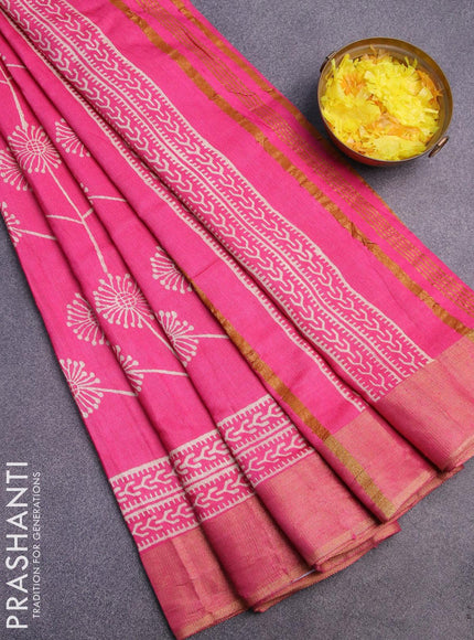 Bhagalpuri saree pink with butta prints and zari woven border - {{ collection.title }} by Prashanti Sarees