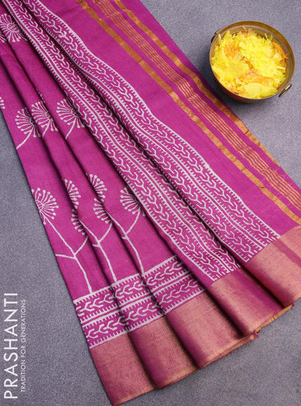 Bhagalpuri saree purple with butta prints and zari woven border - {{ collection.title }} by Prashanti Sarees