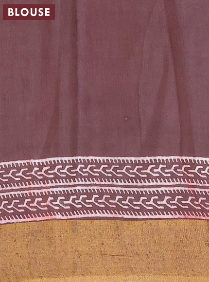 Bhagalpuri saree coffee brown with butta prints and zari woven border - {{ collection.title }} by Prashanti Sarees