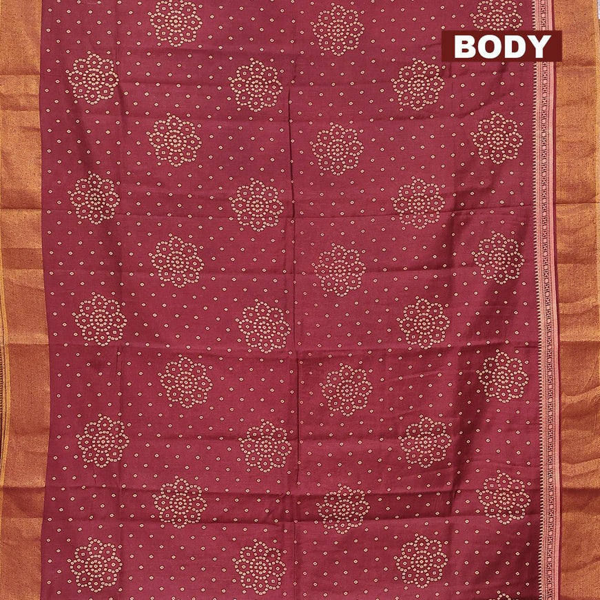 Bhagalpuri saree deep maroon with allover bandhani prints and zari woven border - {{ collection.title }} by Prashanti Sarees