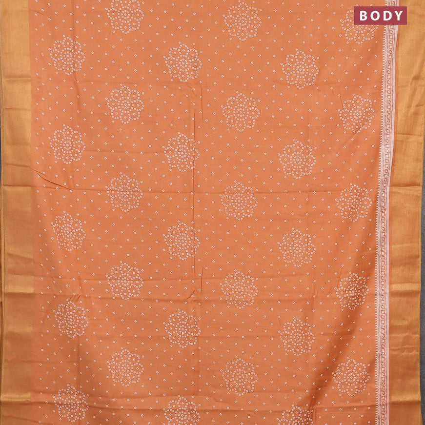 Bhagalpuri saree pale orange shade with allover bandhani prints and zari woven border - {{ collection.title }} by Prashanti Sarees