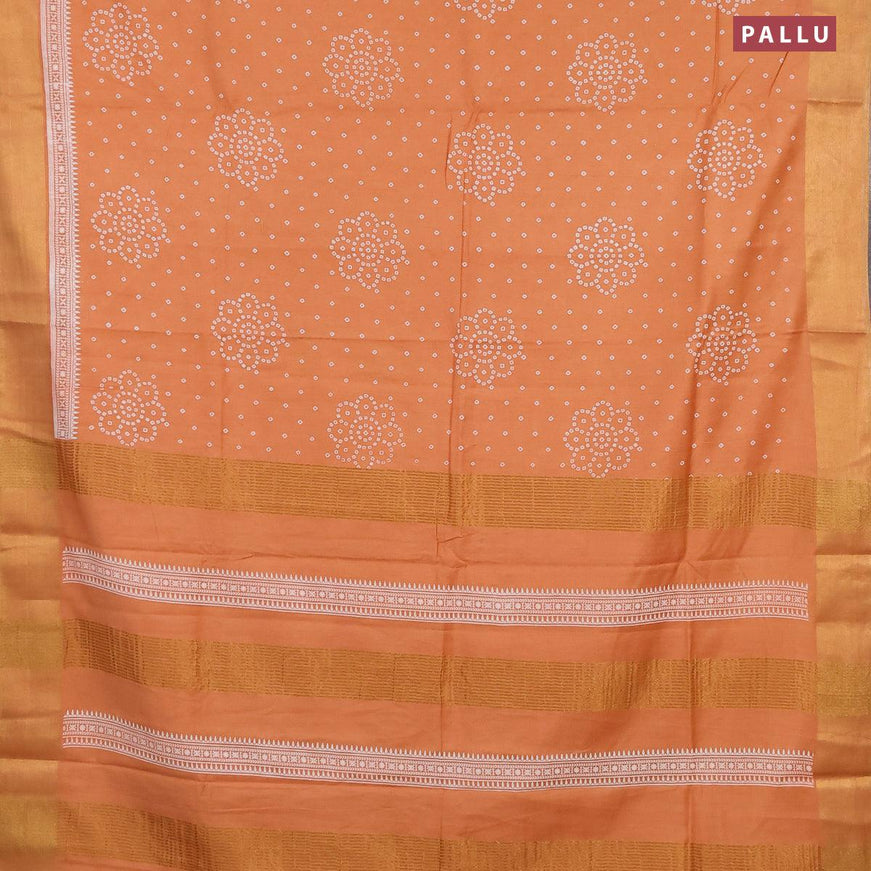 Bhagalpuri saree pale orange shade with allover bandhani prints and zari woven border - {{ collection.title }} by Prashanti Sarees