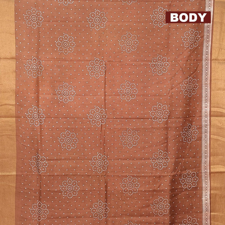 Bhagalpuri saree brown with allover bandhani prints and zari woven border - {{ collection.title }} by Prashanti Sarees