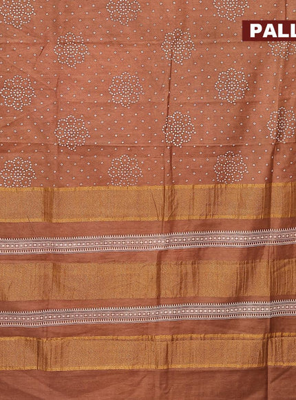 Bhagalpuri saree brown with allover bandhani prints and zari woven border - {{ collection.title }} by Prashanti Sarees