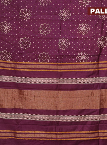 Bhagalpuri saree wine shade with allover bandhani prints and zari woven border - {{ collection.title }} by Prashanti Sarees