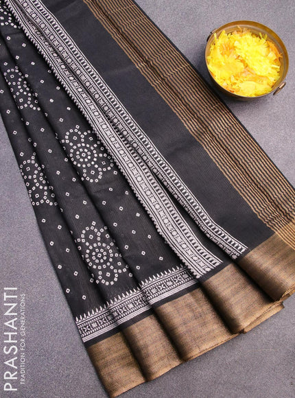 Bhagalpuri saree black with allover bandhani prints and zari woven border - {{ collection.title }} by Prashanti Sarees