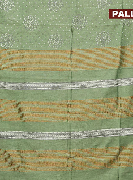 Bhagalpuri saree pastel green with allover bandhani prints and zari woven border - {{ collection.title }} by Prashanti Sarees