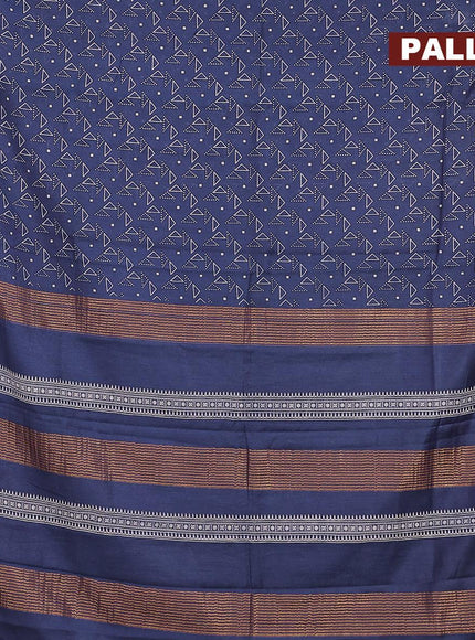 Bhagalpuri saree blue with allover geometric prints and zari woven border - {{ collection.title }} by Prashanti Sarees