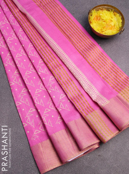 Bhagalpuri saree pink with allover geometric prints and zari woven border - {{ collection.title }} by Prashanti Sarees