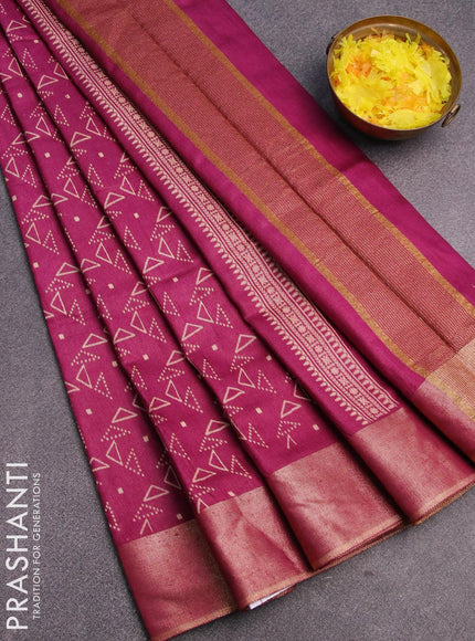 Bhagalpuri saree purple with allover geometric prints and zari woven border - {{ collection.title }} by Prashanti Sarees