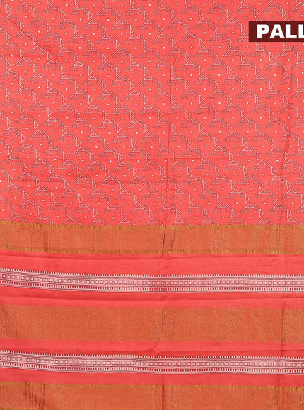 Bhagalpuri saree peach shade with allover geometric prints and zari woven border - {{ collection.title }} by Prashanti Sarees