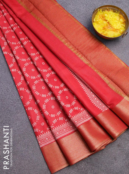 Bhagalpuri saree red with allover butta prints and zari woven border - {{ collection.title }} by Prashanti Sarees