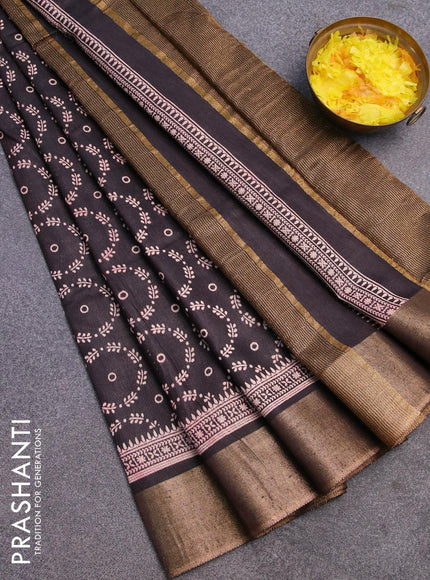 Bhagalpuri saree black with allover butta prints and zari woven border - {{ collection.title }} by Prashanti Sarees