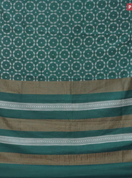 Bhagalpuri saree dark peacock green with allover butta prints and zari woven border - {{ collection.title }} by Prashanti Sarees