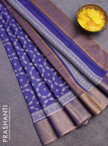 Bhagalpuri saree blue with allover butta prints and zari woven border - {{ collection.title }} by Prashanti Sarees