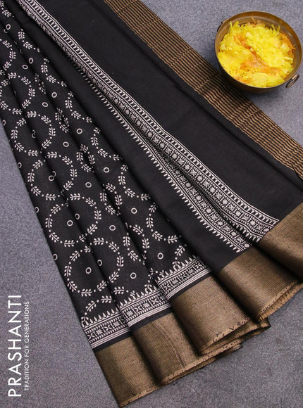 Bhagalpuri saree black with allover butta prints and zari woven border - {{ collection.title }} by Prashanti Sarees