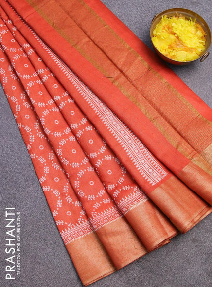 Bhagalpuri saree orange with allover butta prints and zari woven border - {{ collection.title }} by Prashanti Sarees